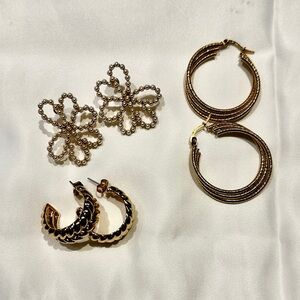Set of 3 Gold Earrings